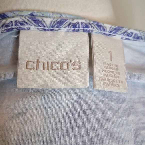 Chico's Border-Print East West Top Chico's SZ 1 - Picture 10 of 10